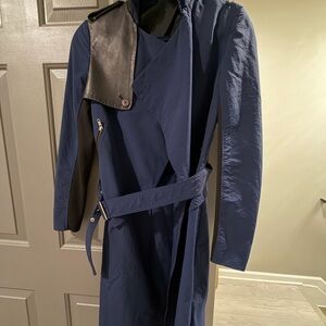 Cut25 by Yigal Azrouel Blue and Black Trench Coat